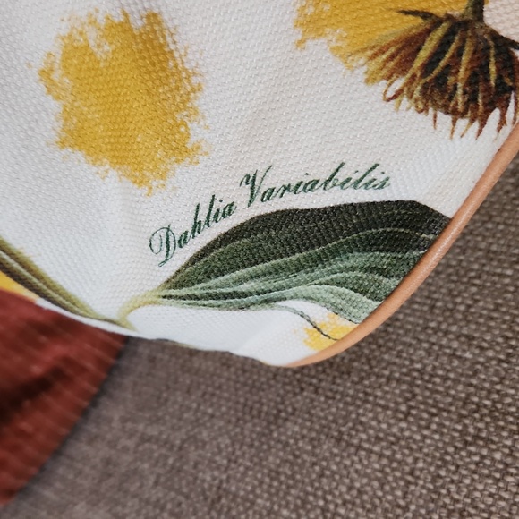 🦆 DOONEY & BOURKE YELLOW FLORAL DAHLIA VARIABILIS SHOPPER TOTE CANVAS LEATHER - Picture 2 of 7